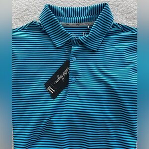 Walter Hagen Mens Large Blue Striped Polo Golf Shirt NWT